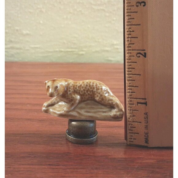 African Leopard Lamp Finial Topper Vintage Ceramic Safari England Big Cat - Picture 3 of 4